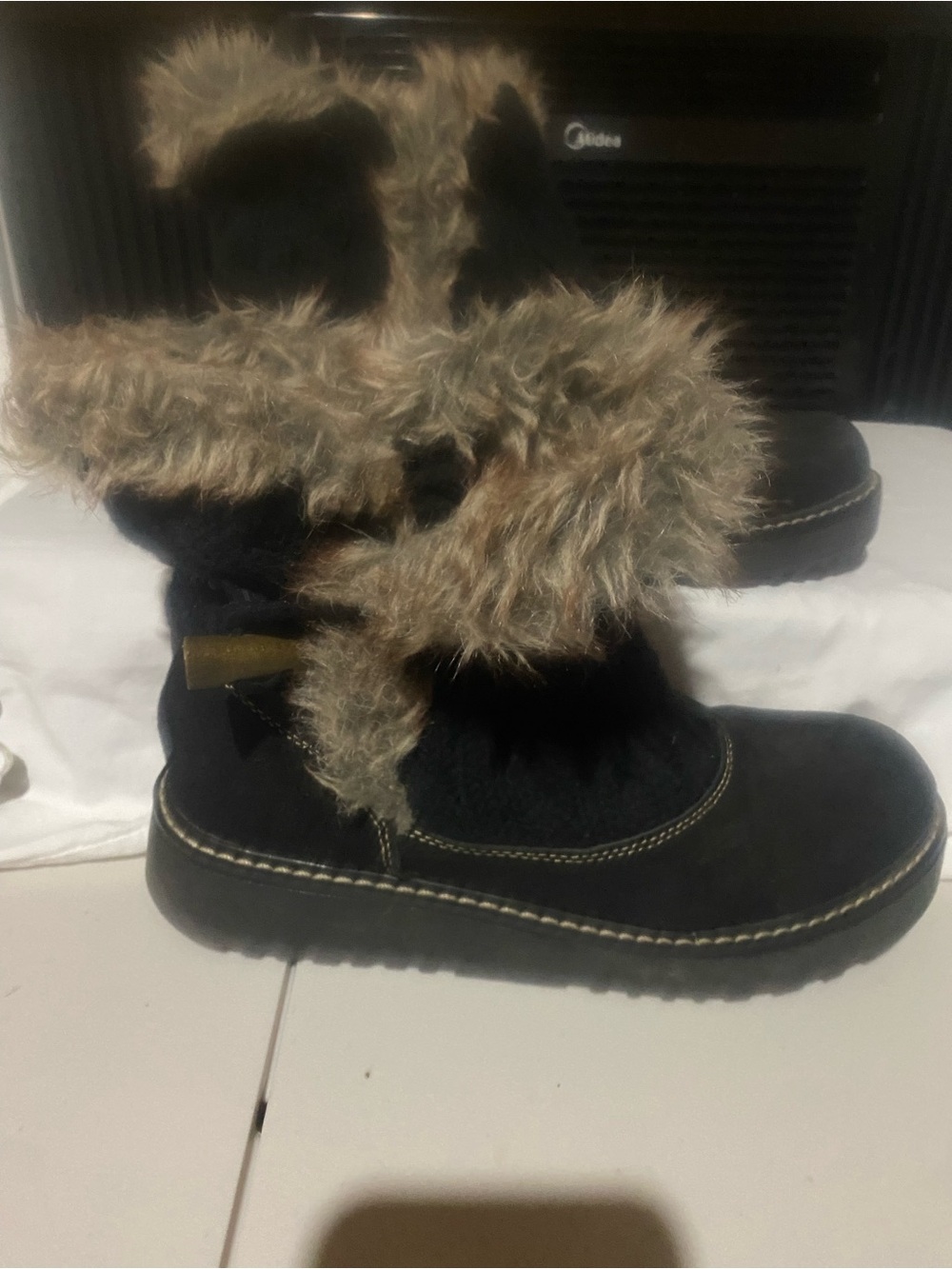 Rocket Dog Black Faux-Fur Trim Winter Boots